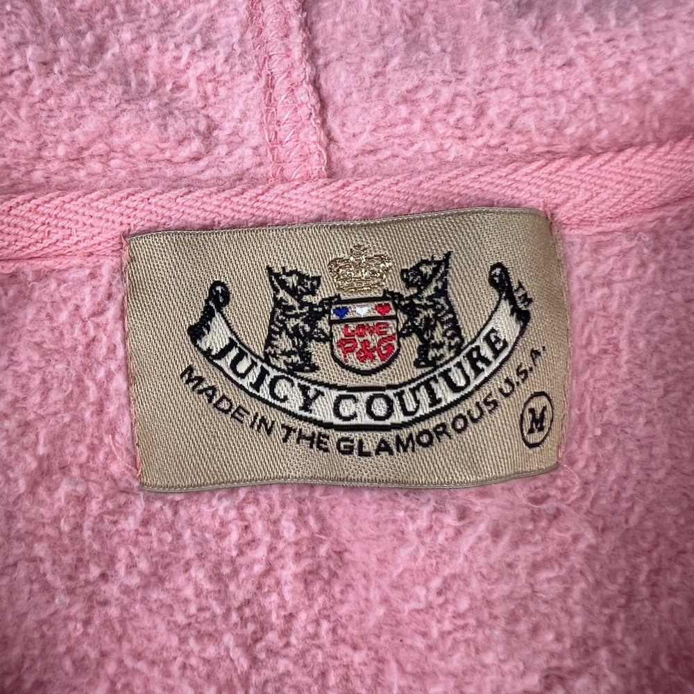Y2K Juicy Couture Pink Juicy Spa Zip Up Hoodie Rhinestone Graphic Medium - Picture 4 of 11